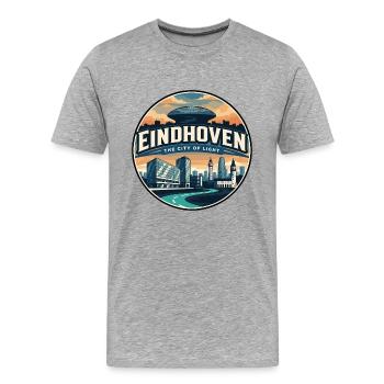 Retro Eindhoven Evoluon Travel Badge - Men's Premium Organic T-Shirt - heather grey - Front - Damien (186cm)
