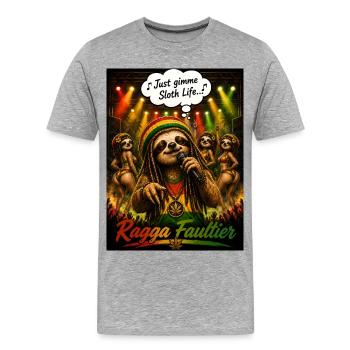 Ragga Faultier – Just Gimme Sloth Life Reggae - Männer Premium Bio T-Shirt - Grau meliert - Vorne - Damien (186cm)