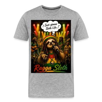 Ragga Sloth – Just Gimme Sloth Life Conception musicale - T-shirt bio Premium Homme - gris chiné - Devant - Damien (186cm)