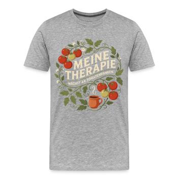 Meine Therapie Tomatenrankens Heilung - Männer Premium Bio T-Shirt - Grau meliert - Vorne - Damien (186cm)