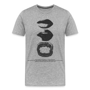 Impression Kiss Triple Impression - T-shirt bio Premium Homme - gris chiné - Devant - Damien (186cm)