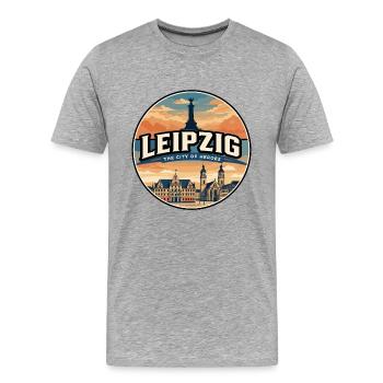 Retro Leipzig Old Town Hall Badge - Men's Premium Organic T-Shirt - heather grey - Front - Damien (186cm)