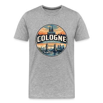 Retro Cologne Cathedral Travel Badge - Men's Premium Organic T-Shirt - heather grey - Front - Damien (186cm)