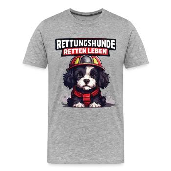Rettungshunde retten Leben - Männer Premium Bio T-Shirt - Grau meliert - Vorne - Damien (186cm)