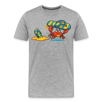 Un crabe coquin vole la tongune - T-shirt bio Premium Homme - gris chiné - Devant - Damien (186cm)