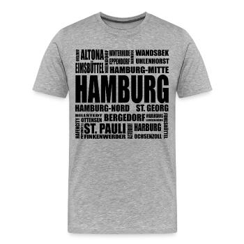 Hamburg auf einen Blick – von Altona bis Wandsbek - Männer Premium Bio T-Shirt - Grau meliert - Vorne - Damien (186cm)
