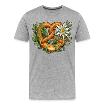 Remplacement des costumes traditionnels du Pretzel Edelweiss Festival Folklorique - T-shirt bio Premium Homme - gris chiné - Devant - Damien (186cm)