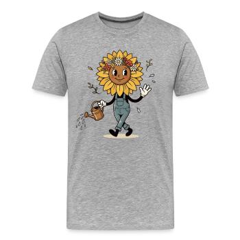 Tournesol vintage Gardener au look rétro - T-shirt bio Premium Homme - gris chiné - Devant - Damien (186cm)