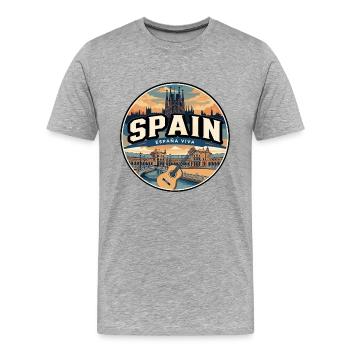 Retro Spain Seville Plaza Badge - Men's Premium Organic T-Shirt - heather grey - Front - Damien (186cm)
