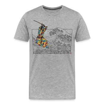 Waves Keep Coming Kamae Male Aikido Iaido Kendo - Men's Premium Organic T-Shirt - heather grey - Front - Damien (186cm)