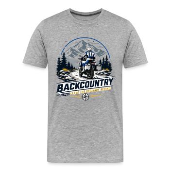 Abenteuer-Motorrad im Backcountry-Explorer-Stil - Männer Premium Bio T-Shirt - Grau meliert - Vorne - Damien (186cm)