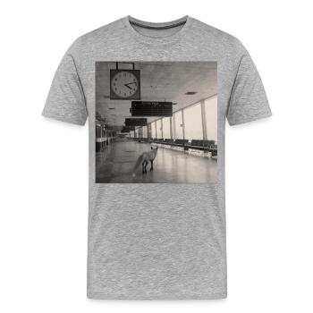 Lost Fox Noir Airport Rétro Animal Crime Vintage - T-shirt bio Premium Homme - gris chiné - Devant - Damien (186cm)