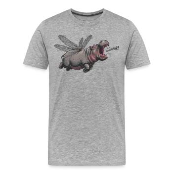 Libellule du Nil : hippopotame volant avec vols de libellules - T-shirt bio Premium Homme - gris chiné - Devant - Damien (186cm)