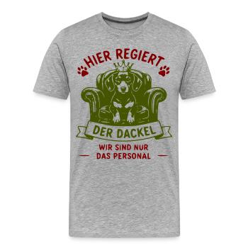 Dackel regiert: Königsstuhl - Männer Premium Bio T-Shirt - Grau meliert - Vorne - Damien (186cm)