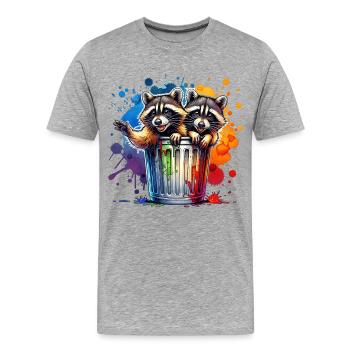 Waschbär North American Raccoon - T-shirt bio Premium Homme - gris chiné - Devant - Damien (186cm)