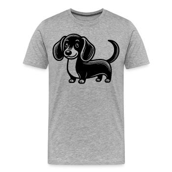 Teckel - T-shirt bio Premium Homme - gris chiné - Devant - Damien (186cm)