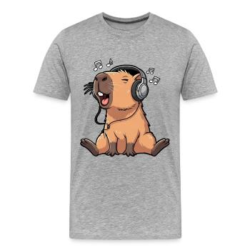 Chant de la musique capybara - T-shirt bio Premium Homme - gris chiné - Devant - Damien (186cm)
