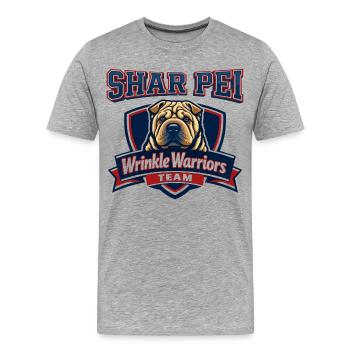 Équipe Shar Pei Wrinkle Warriors - T-shirt bio Premium Homme - gris chiné - Devant - Damien (186cm)