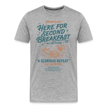 Petit-déjeuner ici pour le deuxième petit-déjeuner Brunch Café - T-shirt bio Premium Homme - gris chiné - Devant - Damien (186cm)