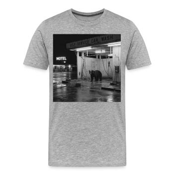Animal de l’Endroit Oublié Noir et Blanc Rétro Lavage de Voitures - T-shirt bio Premium Homme - gris chiné - Devant - Damien (186cm)