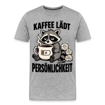 Müder Waschbär braucht dringend mehr Kaffee - Männer Premium Bio T-Shirt - Grau meliert - Vorne - Damien (186cm)