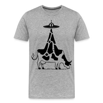 Vache extraterrestre OVNI vintage - T-shirt bio Premium Homme - gris chiné - Devant - Damien (186cm)