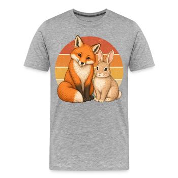 Renard et Lapin - T-shirt bio Premium Homme - gris chiné - Devant - Damien (186cm)