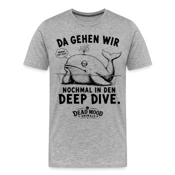 Geschenk für Kollegen Deep Dive – Genervter Wal - Männer Premium Bio T-Shirt - Grau meliert - Vorne - Damien (186cm)