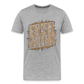 Ébéniste Ciseau Fait Meuble - T-shirt bio Premium Homme - gris chiné - Devant - Damien (186cm)