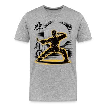 Tai Chi Zen Meditation – Chi Qigong Training - Männer Premium Bio T-Shirt - Grau meliert - Vorne - Damien (186cm)