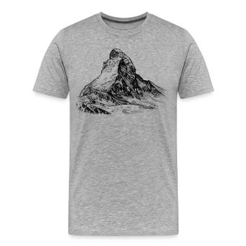 Silhouette du Cervin | Sommet alpin légendaire - T-shirt bio Premium Homme - gris chiné - Devant - Damien (186cm)
