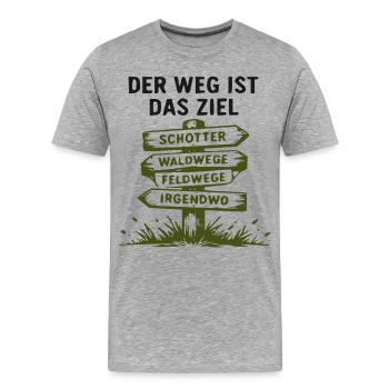 Wegweiser der Wege – Wald und Feld - Männer Premium Bio T-Shirt - Grau meliert - Vorne - Damien (186cm)
