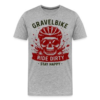 Gravel Bike Skull Ride Dirty Stay Happy - T-shirt bio Premium Homme - gris chiné - Devant - Damien (186cm)