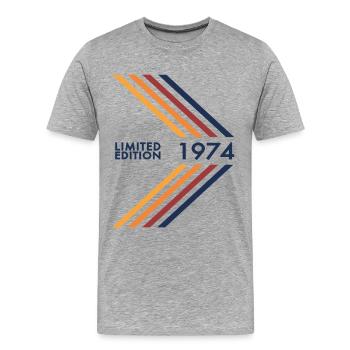 Édition limitée 1974 Anniversaire Homme Femme Vintage - T-shirt bio Premium Homme - gris chiné - Devant - Damien (186cm)