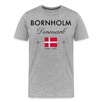 Bornholm, Danemark, Coordonnées Souvenir de voyage - T-shirt bio Premium Homme - gris chiné - Devant - Damien (186cm)
