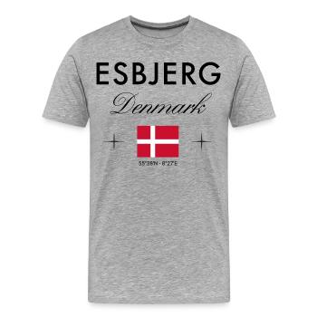 Esbjerg Danemark Coordonnées Souvenir de voyage - T-shirt bio Premium Homme - gris chiné - Devant - Damien (186cm)