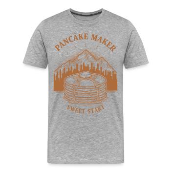Petit-déjeuner Préparatrice de Crêpes Début Brunch Amusant - T-shirt bio Premium Homme - gris chiné - Devant - Damien (186cm)