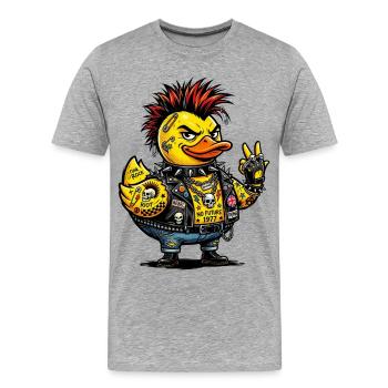 Canard en caoutchouc punk mâle avec crête - T-shirt bio Premium Homme - gris chiné - Devant - Damien (186cm)