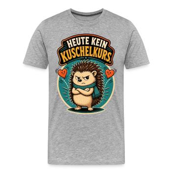 Igel Kein Kuschelkurs Shirt - Männer Premium Bio T-Shirt - Grau meliert - Vorne - Damien (186cm)