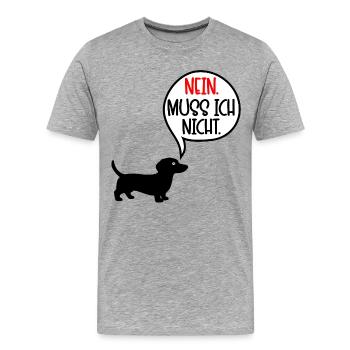 Dackel Hunde - Nein - Männer Premium Bio T-Shirt - Grau meliert - Vorne - Damien (186cm)