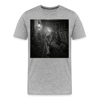 Wildcat Mine Noir Série Vintage Animal Crime - T-shirt bio Premium Homme - gris chiné - Devant - Damien (186cm)