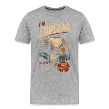 J’exorcise : humour d’auto-assistance - T-shirt bio Premium Homme - gris chiné - Devant - Damien (186cm)