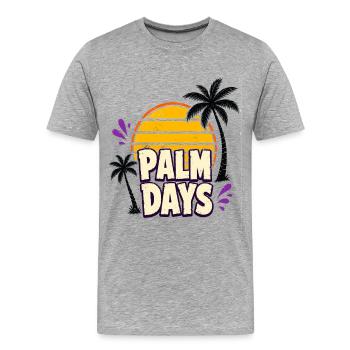 Palm Days – Couchers de soleil rétro et palmiers - T-shirt bio Premium Homme - gris chiné - Devant - Damien (186cm)