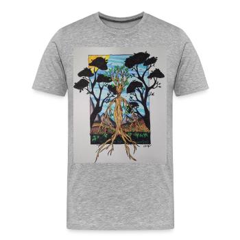 Arbre racine dans le référentiel - T-shirt bio Premium Homme - gris chiné - Devant - Damien (186cm)