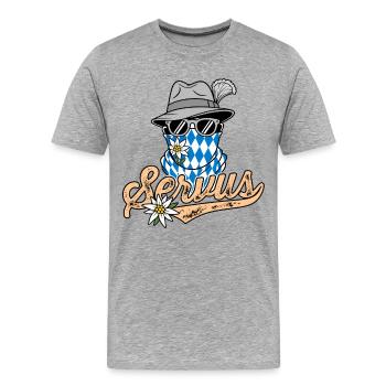 Homme bavarois à lunettes et chapeau bavarois Servus - T-shirt bio Premium Homme - gris chiné - Devant - Damien (186cm)