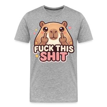 J’emmerde cette merde - T-shirt bio Premium Homme - gris chiné - Devant - Damien (186cm)