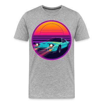 Design rétro des années 80 Synthwave style JDM - T-shirt bio Premium Homme - gris chiné - Devant - Damien (186cm)