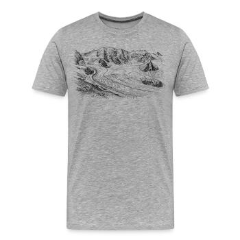 Silhouette de Piz Palü | Bernina Massiv Design | Montagne - T-shirt bio Premium Homme - gris chiné - Devant - Damien (186cm)