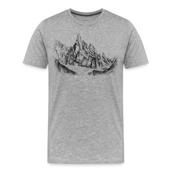 Silhouette du Cerro Torre | Conception du Sommet de la Patagonie - T-shirt bio Premium Homme - gris chiné - Devant - Damien (186cm)