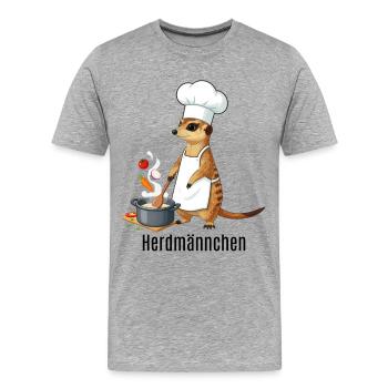 Herdmännchen Koch Gastronomie Beikoch Lustig  - Männer Premium Bio T-Shirt - Grau meliert - Vorne - Damien (186cm)